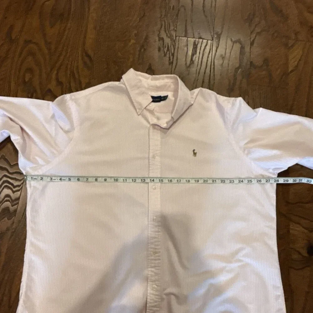 Polo Ralph Lauren Oxford Shirt XXL Pink White Striped Classic Fit Pony Pristine